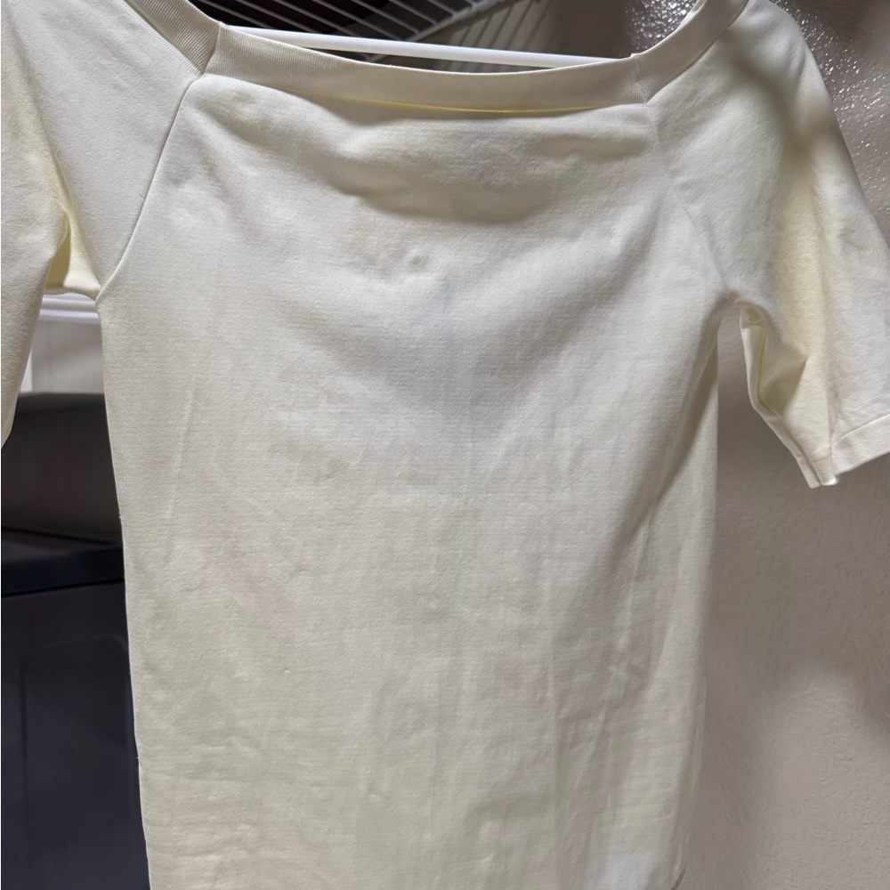 Cream Off-Shoulder Top, brand new. Minor discoloration to right side, prob just